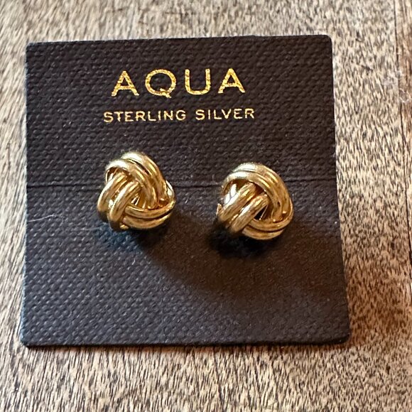 Aqua Gold Knot Earrings - Picture 2 of 3